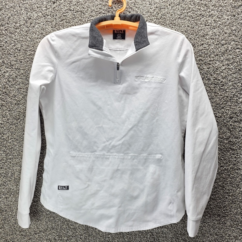 BYLT Jacket Mens‎ L White Pullover Magnetic Performance Casual 1/4 Zip